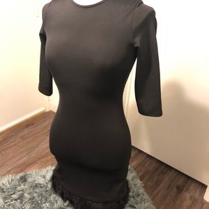 Black Dress w Fur Detail